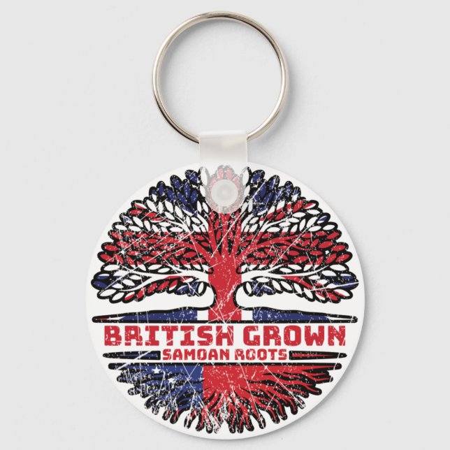 Samoa Samoan Uk United Kingdom British Tree Roots Key Ring (Front)