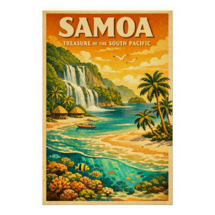 Samoa, South Pacific, in a classic retro Poster