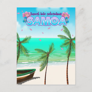 Samoa "travel into adventure" travel poster. postcard