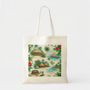 Samoa Tropical Island Watercolor Collage Tote Bag