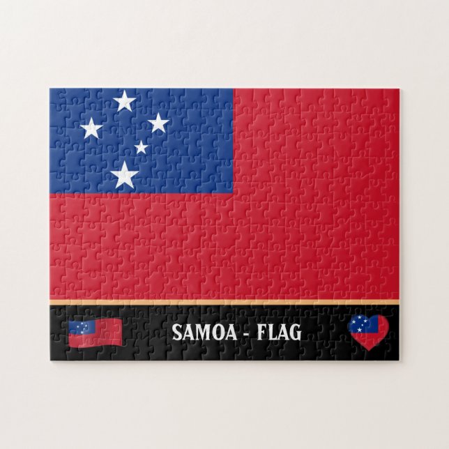 Samoan Flag & Samoan country / Samoa islands Jigsaw Puzzle (Horizontal)