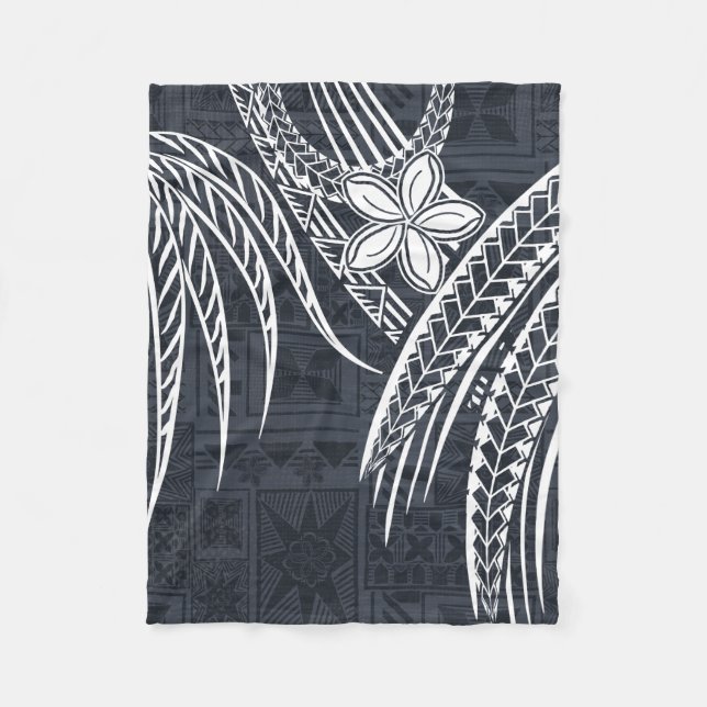 Samoan - Hawaiian - Polynesian Old Tapa Designs Fleece Blanket (Front)