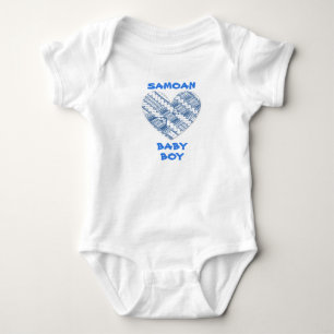 Samoan Infant Blue Logo with Tribal Designs Baby Bodysuit