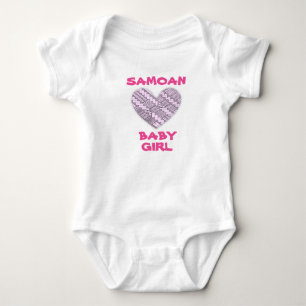 Samoan Infant Pink/White Logo with Tribal Designs Baby Bodysuit