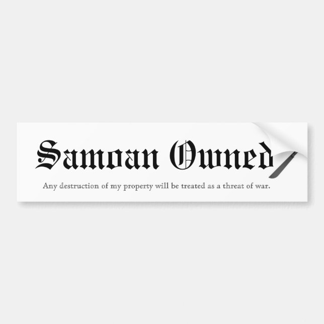 Samoan Owned Bumper Sticker (Front)