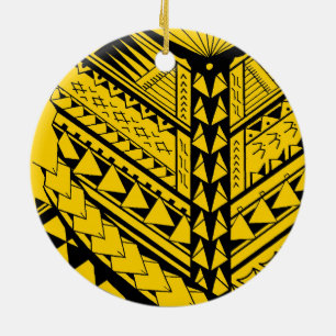 Samoan/Polynesian tribal shapes and symbols Ceramic Tree Decoration