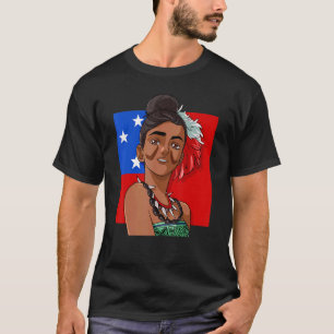 Samoan Pride Polynesian Girl Haka Dance Samoa Flag T-Shirt