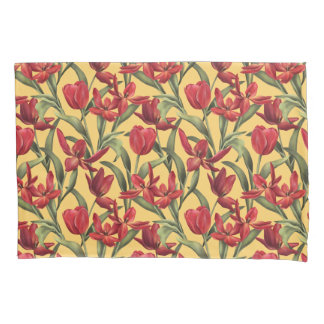 Samoan Sun background with Red Tulips Pillowcase