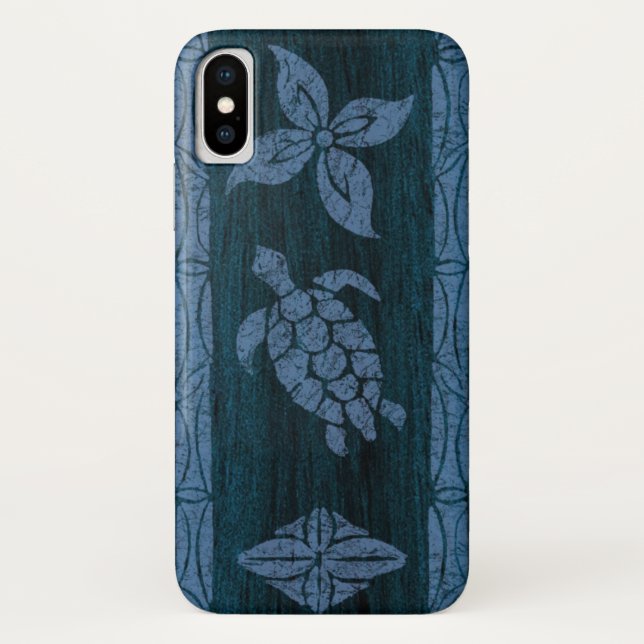 Samoan Tapa Hawaiian Faux Wood Surfboard Case-Mate iPhone Case (Back)