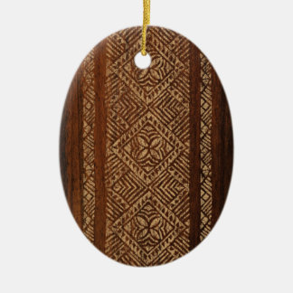 Samoan Tapa Hawaiian Faux Wood Surfboard Ceramic Tree Decoration