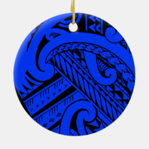 Samoan tribal tattoo design with spearheads ceramic tree decoration