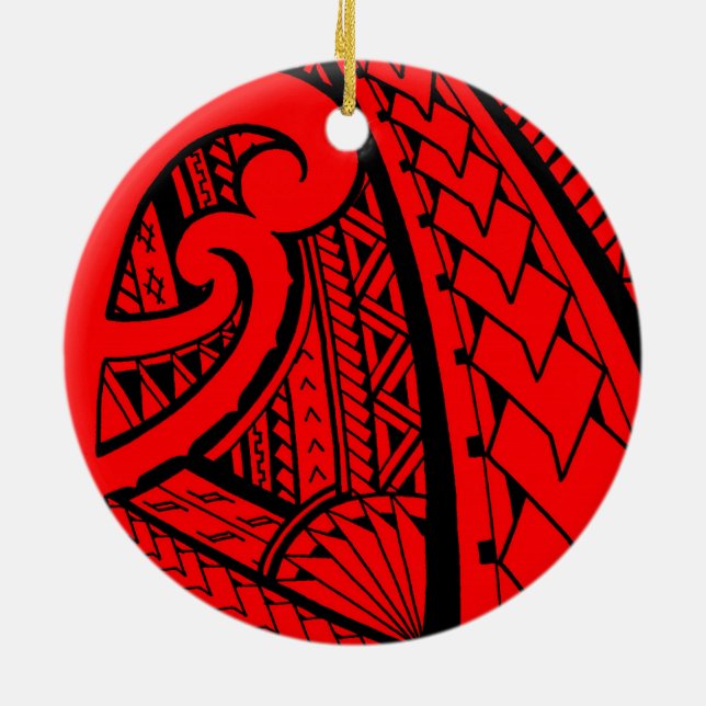 Samoan tribal tattoo design with spearheads ceramic tree decoration (Back)