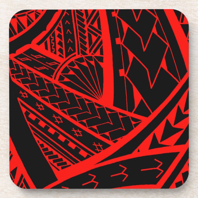 Samoan tribal tattoo design with spearheads coaster (Front)