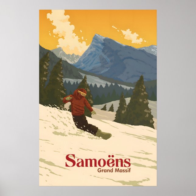 Samoens Snowboarding Travel Poster (Front)