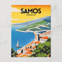 Samos Greece Traditional Travel Poster