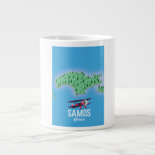Samos Greek Island map Large Coffee Mug