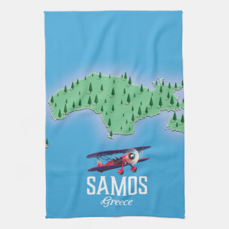 Samos Greek Island map Tea Towel