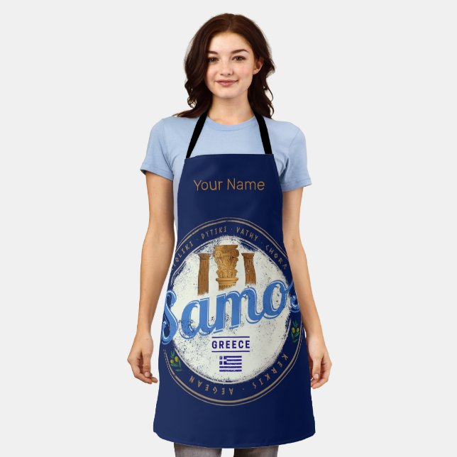 Samos island in Greece retro vintage vacation Apron (Worn)