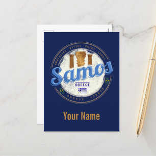 Samos island in Greece retro vintage vacation Holiday Postcard