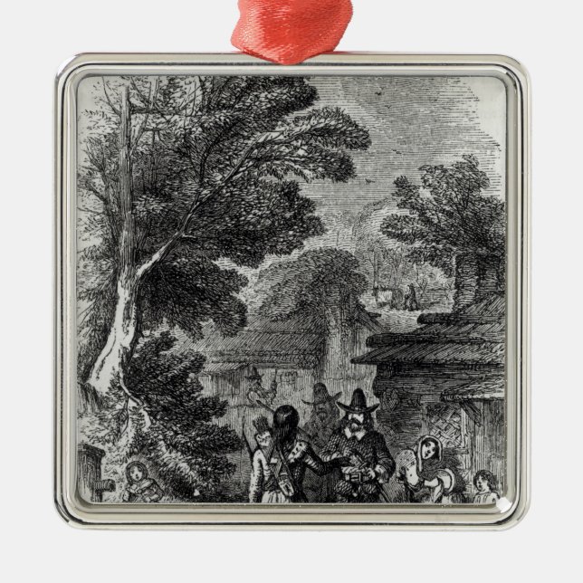 Samoset, the Indian Visitor Metal Tree Decoration (Front)