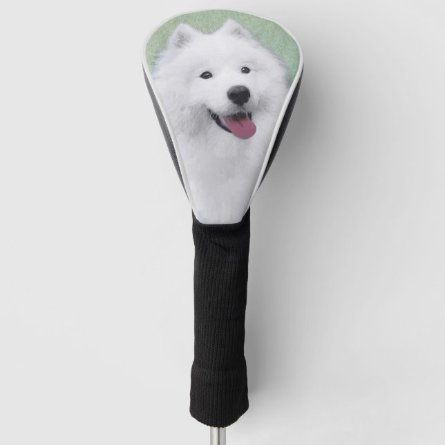 Samoyed 2 Painting - Cute Original Dog Art Golf Head Cover (Front)