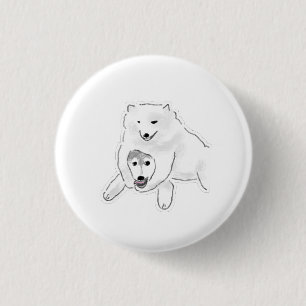 Samoyed and Husky Puppy Best Friends Gift 3 Cm Round Badge