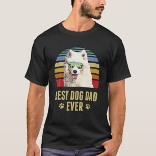 Samoyed Best Dog Dad Ever Retro Sunset T-Shirt