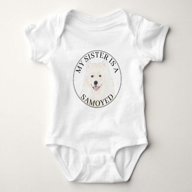 Samoyed Big Sister Baby Bodysuit (Front)