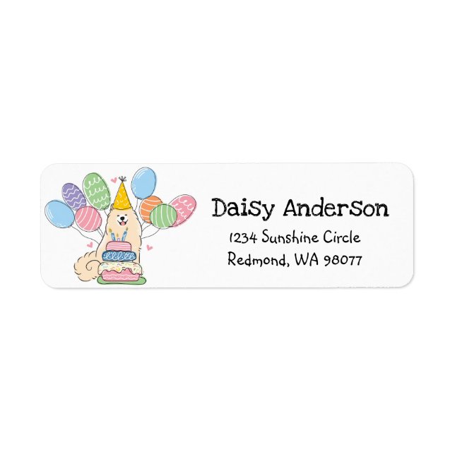Samoyed Birthday Party Return Address Label (Front)