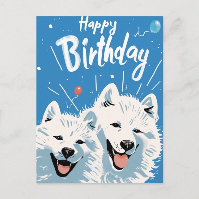 Samoyed Birthday Postcard (Front)