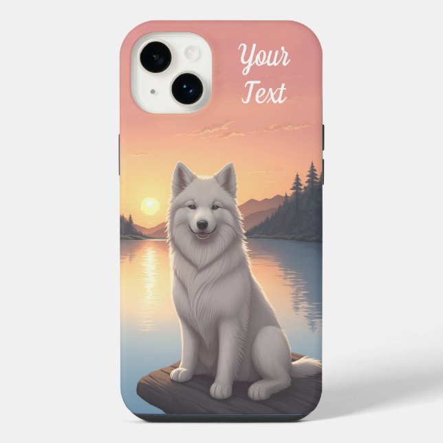 Samoyed by Lake iPhone Case (Back)