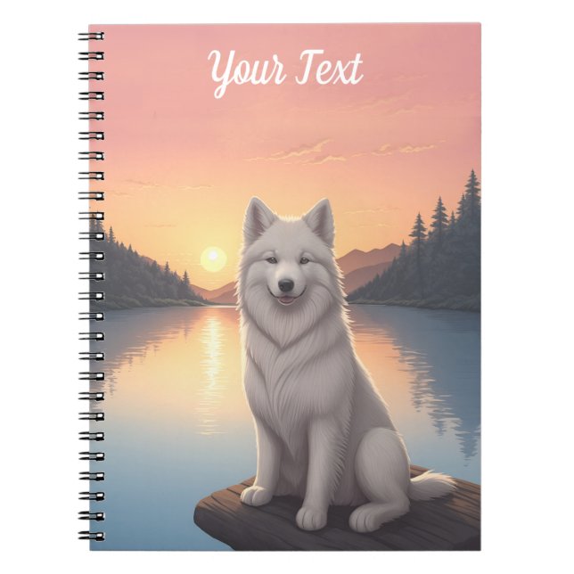 Samoyed by Lake Notebook (Front)