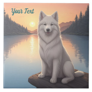 Samoyed by Lake Tile