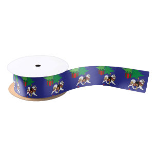 Samoyed Carousel Holiday Ribbon-- Gift Wrap Sep. Satin Ribbon