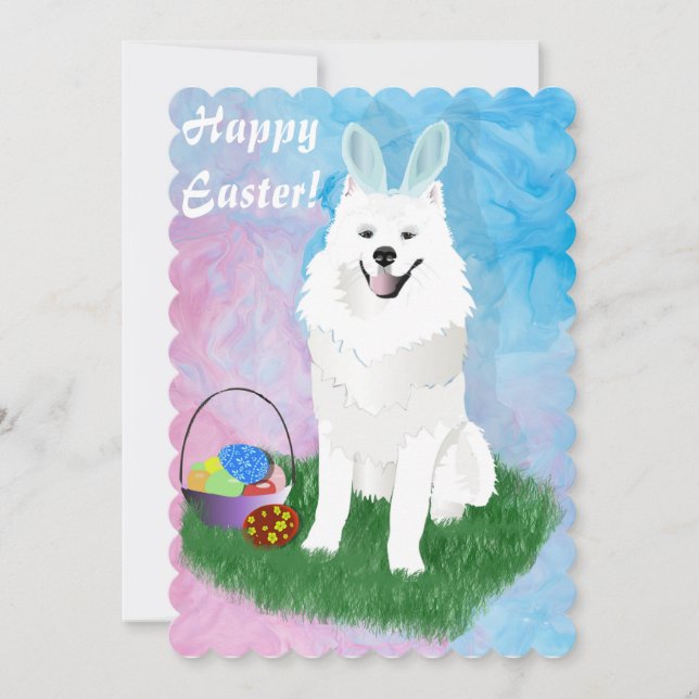 Samoyed Character Easter Flat Greeting Card        (Front)