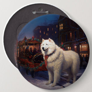 Samoyed Christmas Festive Season 6 Cm Round Badge