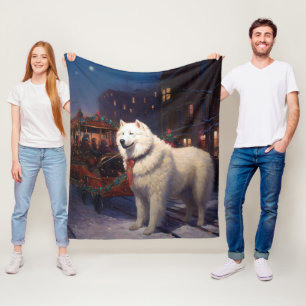 Samoyed Christmas Festive Season Fleece Blanket