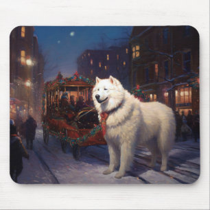 Samoyed Christmas Festive Season Mouse Mat