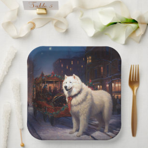 Samoyed Christmas Festive Season Paper Plate