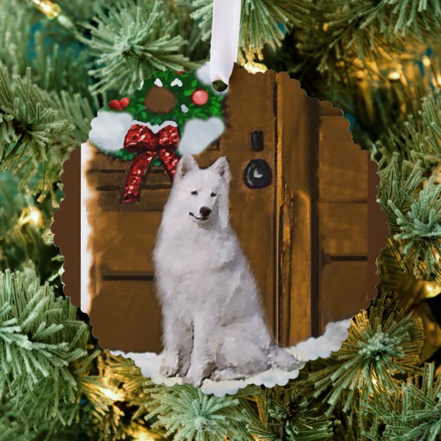 Samoyed Christmas Gifts Tree Decoration Card (Insitu (Tree))