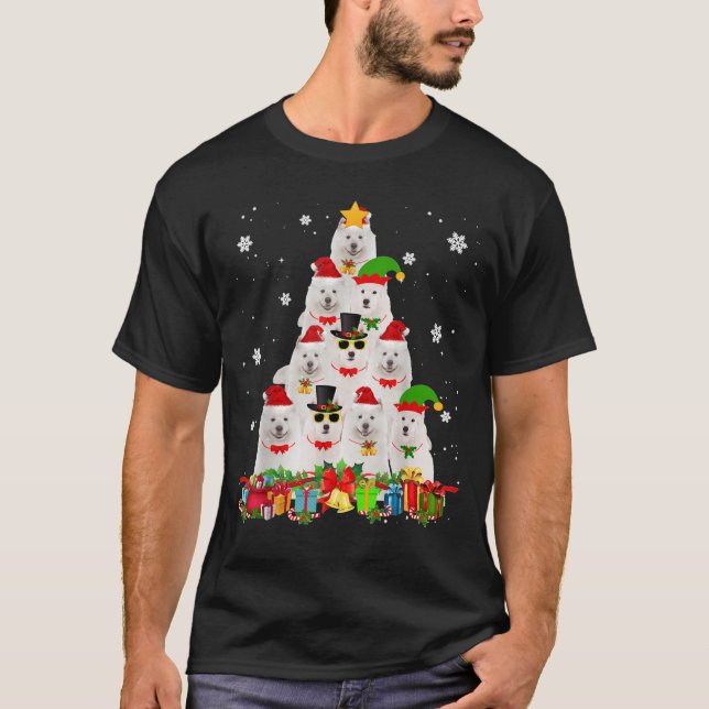 Samoyed Christmas Tree Funny Dog Lover Xmas Gifts T-Shirt (Front)