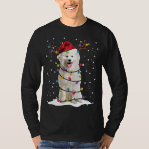 Samoyed Christmas Tree Light Pajama Dog Lover Xmas T-Shirt