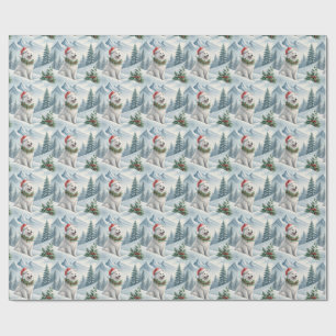 Samoyed Christmas Wrapping Paper, Winter Dog Gift Paper