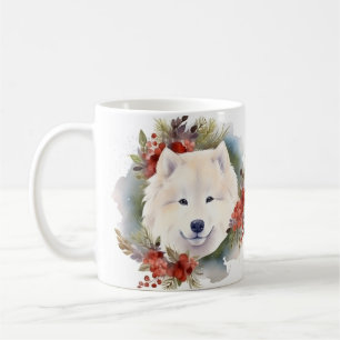 Samoyed Christmas Wreath Festive Pup  Coffee Mug