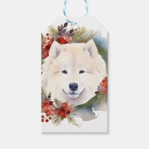 Samoyed Christmas Wreath Festive Pup  Gift Tags