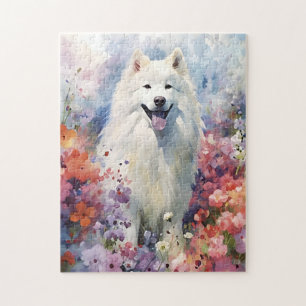 Samoyed colorful watercolor artwork jigsaw puzzle