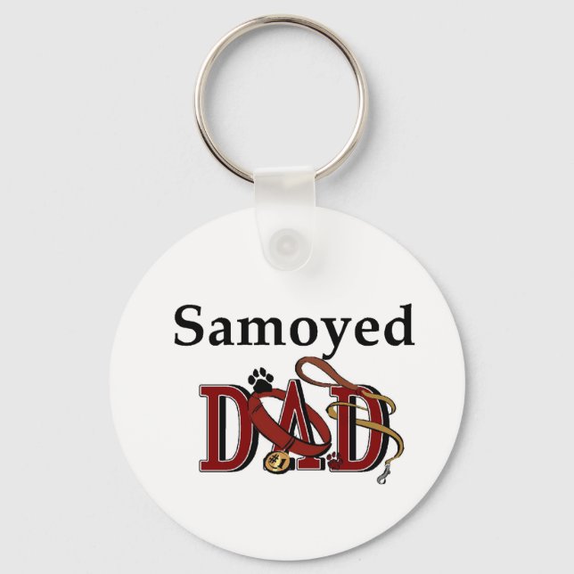Samoyed Dad Gifts Key Ring (Front)
