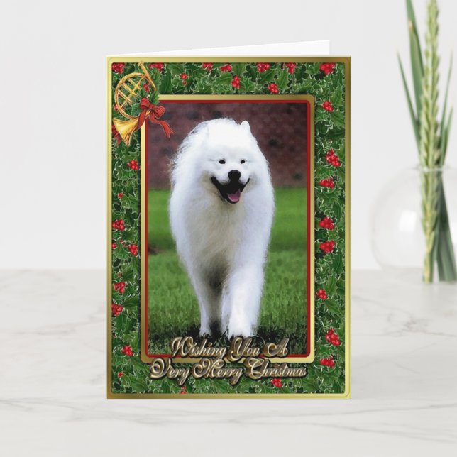 Samoyed Dog Blank Christmas Card (Front)