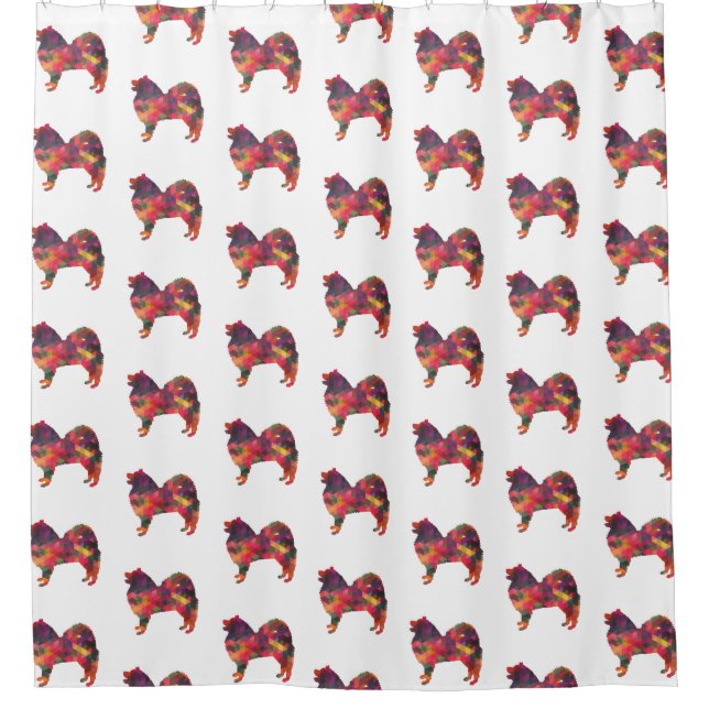 Samoyed Dog Breed Geo Silhouette Multi Shower Curtain (Front)