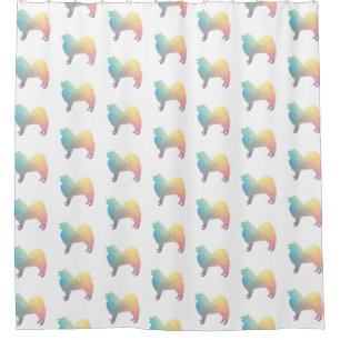 Samoyed Dog Breed Geo Silhouette Pastel Shower Curtain